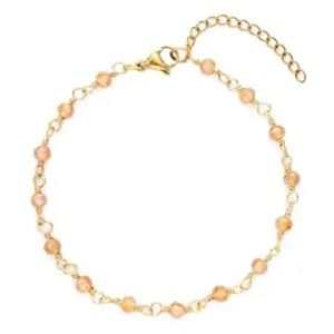 Champagne Glass Beaded Station Bracelet in ION Plated YG Stainless Steel